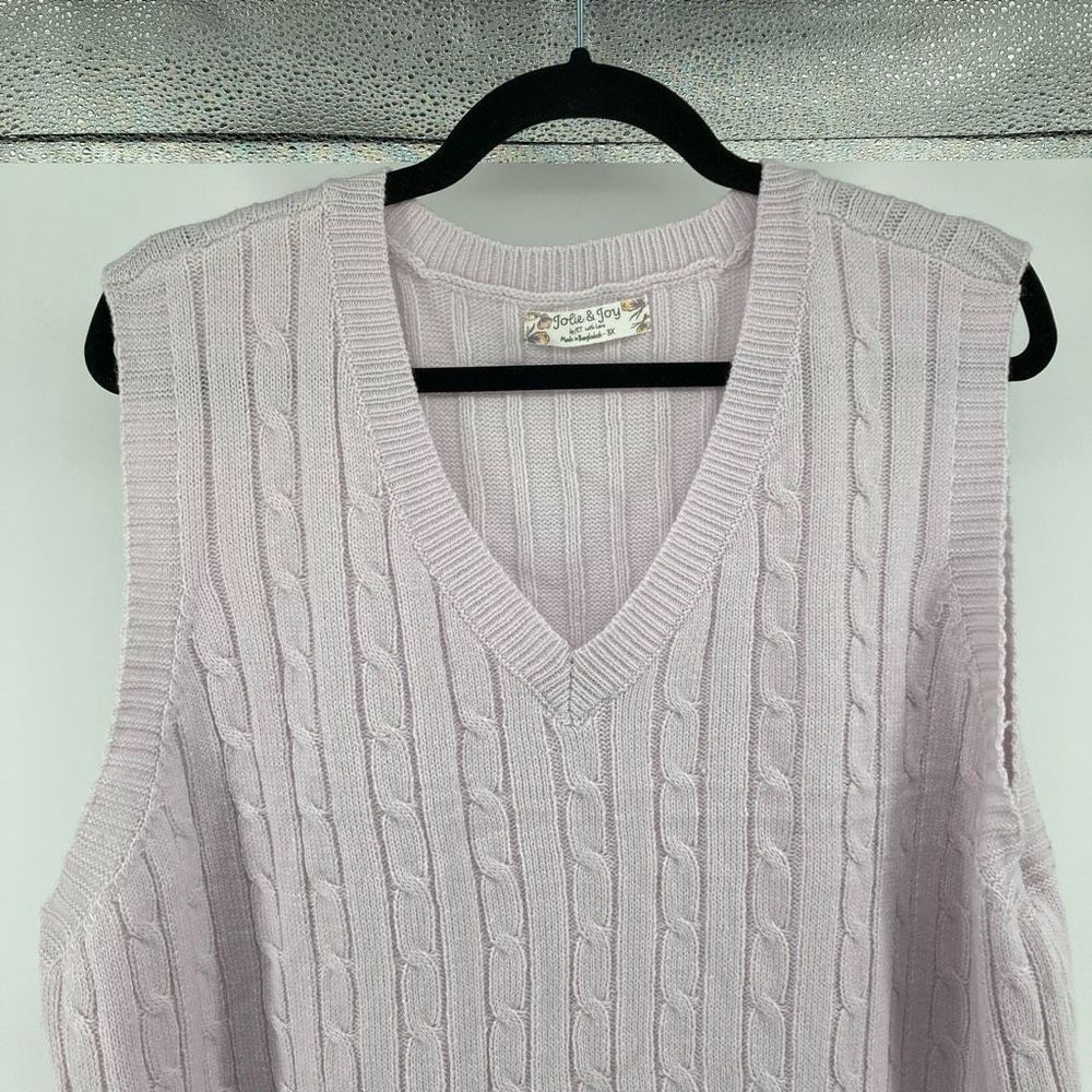 Jolie & Joy Women’s Purple Cable Knit Sleeveless Cropped V-Neck Sweater Vest 3X - Picture 3 of 11